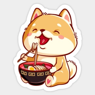 Shiba Inu Dog eats ramen T-shirt Sticker